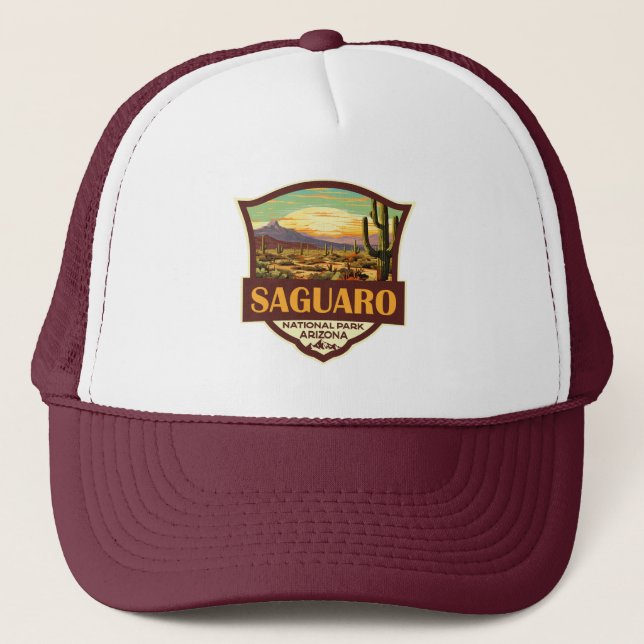 Casquette Parc national du Saguaro Illustration Rétro (Devant)