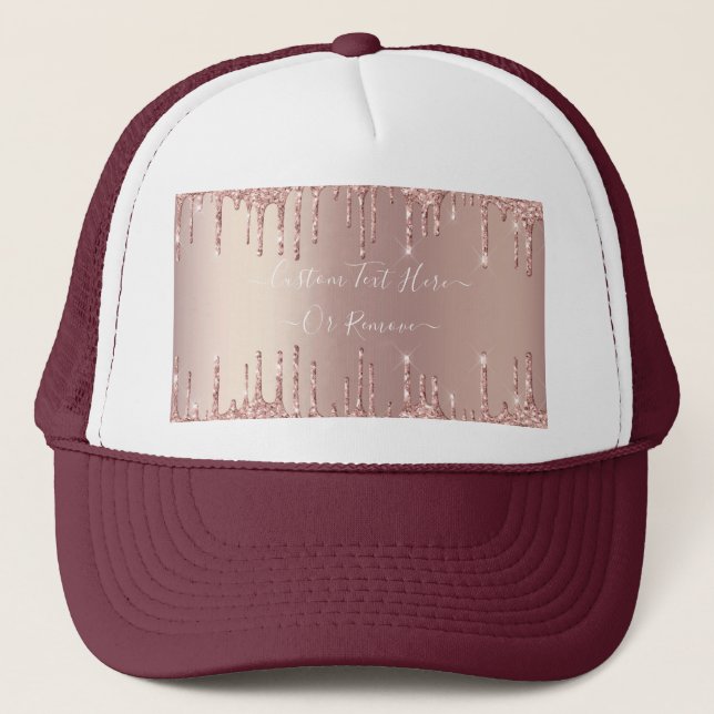 Casquette Parties scintillant rose Gold Blush Éclats Texte p (Devant)