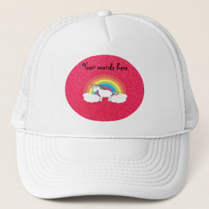Casquette Parties scintillant rose unicorne arc-en-ciel