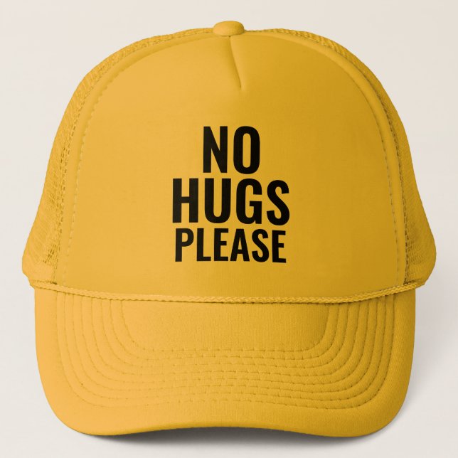 Casquette Pas de câlins S'il vous plaît - Jaune Noir Distanc (Devant)