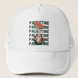 Casquette pastèque, fleurs et palestine Texte Répéter