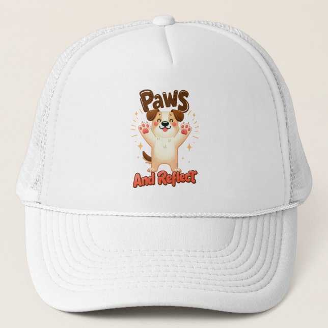Casquette Pâtes Et Refléter Le Chien Mignonne (Devant)