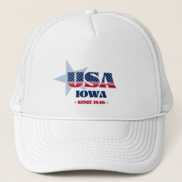 Casquette Patriotique Iowa Typographie Trucker Chapeau