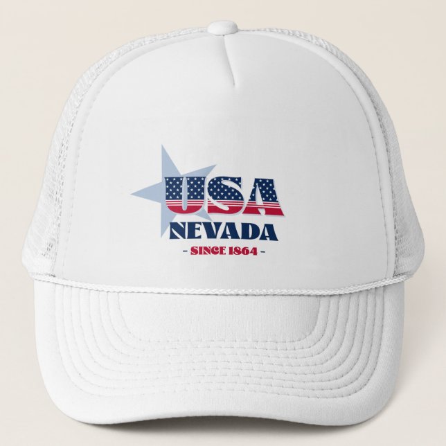 Casquette Patriotique Nevada Typographie Trucker Chapeau (Devant)