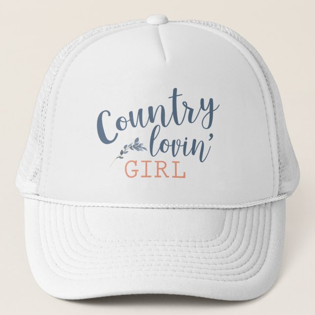 Casquette Pays Lovin' Blue et Peach Country Girl (Devant)