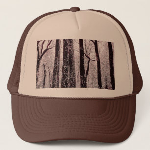 CASQUETTE PAYSAGE HIVERNAL NEIGEUX DES BOIS FORESTIERS