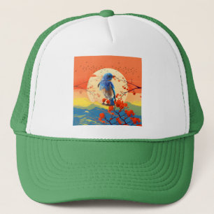 Casquette Paysage japonais moderne d'oiseau dans la nature e