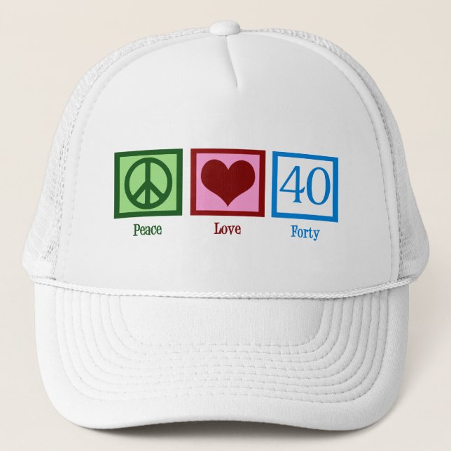 Casquette Peace Love 40e anniversaire mignonne fête (Devant)