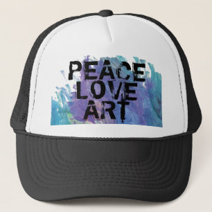 Casquette PEACE LOVE ART type + arrière - plan de peinture  