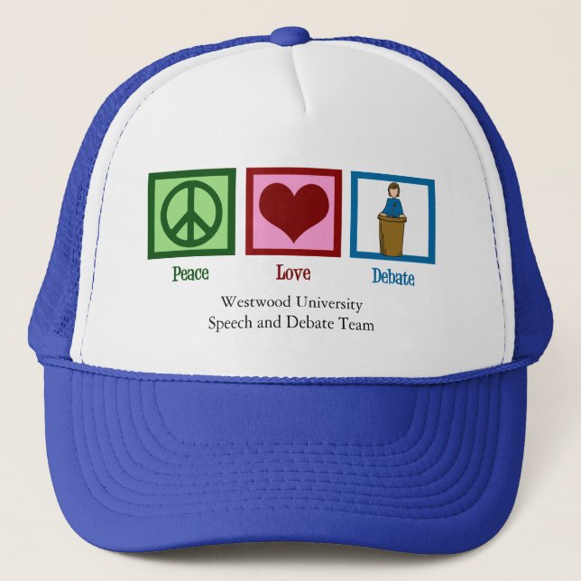 Casquette Peace Love Debate Team Custom School (Devant)