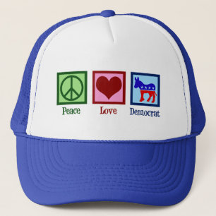 Casquette Peace Love Democrat Donkey Cute Blue