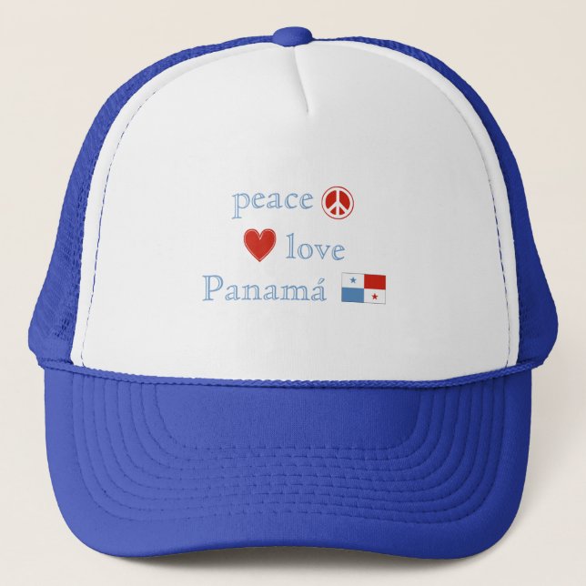 Casquette Peace Love Panama Coeur Panaméen Drapeau (Devant)