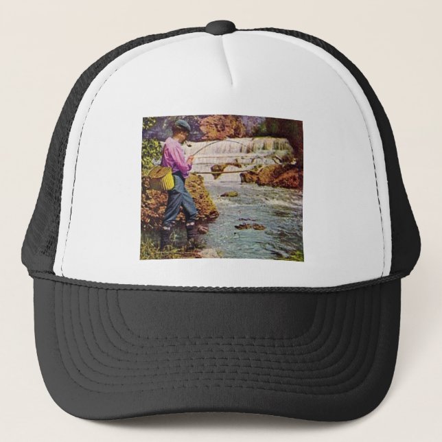 Casquette Pêche de truite au-dessous des automnes (Devant)