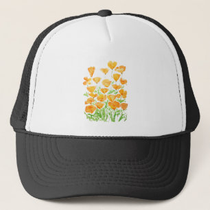 Casquette peinture à l'aquarelle orange du pavot de Califor