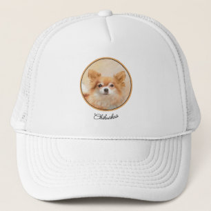 Casquette Peinture de Chien Chihuahua à Poils Longs Art Orig