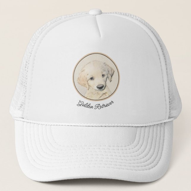 Casquette Peinture de chiot d'or Retriever - Art de chien or (Devant)
