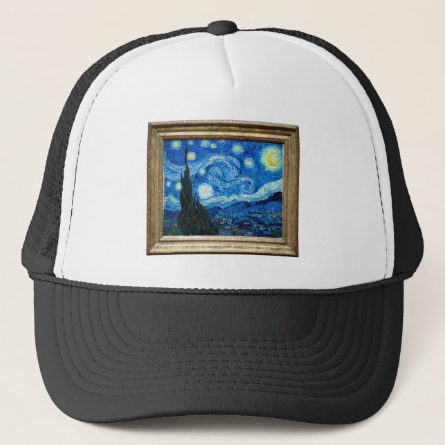 Casquette Peinture de nuit étoilée par le peintre Vincent (Devant)
