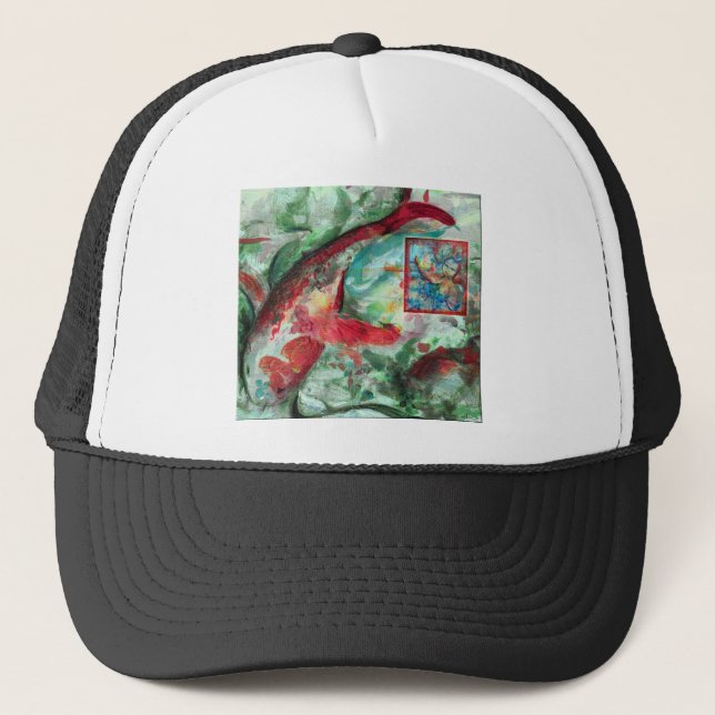 Casquette Peinture de poissons de carpe de Koi (Devant)