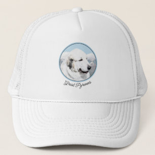 Casquette Peinture des Pyrénées - Art original du chien