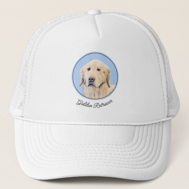 Casquette Peinture Golden Retriever - Joli art original chie (Devant)