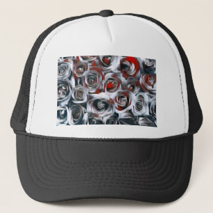 Casquette Peinture moderne Noir blanc argent et Roses rouges