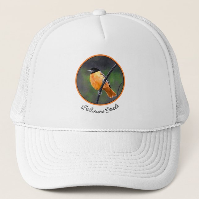 Casquette Peinture Oriole - Art Oiseau Original (Devant)