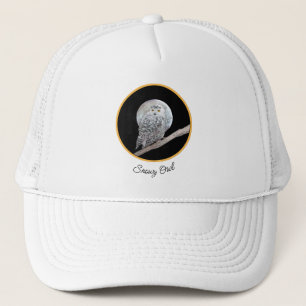 Casquette Peinture sur la Chouette neigeuse et la Lune - Art
