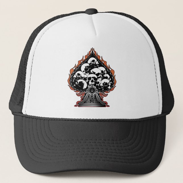 Casquette Pelle Flamboyante avec Crânes (Devant)