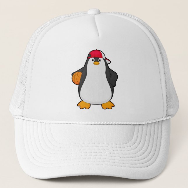 Casquette Penguin comme joueur de basket-ball avec basket-ba (Devant)