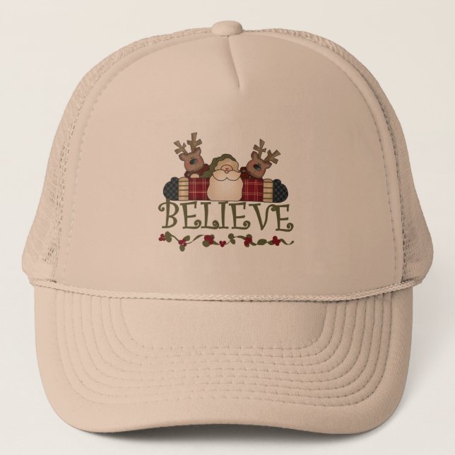 Casquette Père Noël Croire T-shirts et cadeaux (Devant)