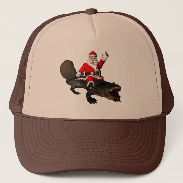 Casquette Père Noël Festif Montant Un Alligator (Devant)