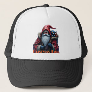 Casquette Père Noël Frostbite et son elfe de malice.