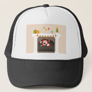 Casquette père Noël noire coincée dans une cheminée