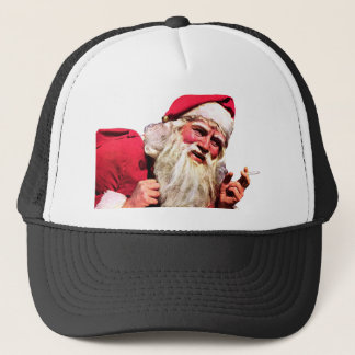 Casquette Père Noël vintage fumant la cigarette