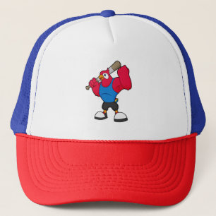 Casquette Perroquet au baseball avec batte de baseball