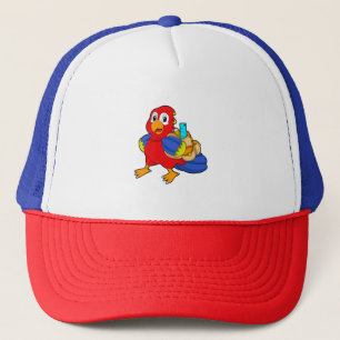 Casquette Perroquet comme étudiant avec sac à dos