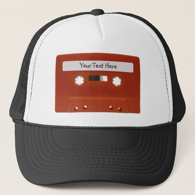 Casquette personnalisable de bande de cassette rou (Devant)