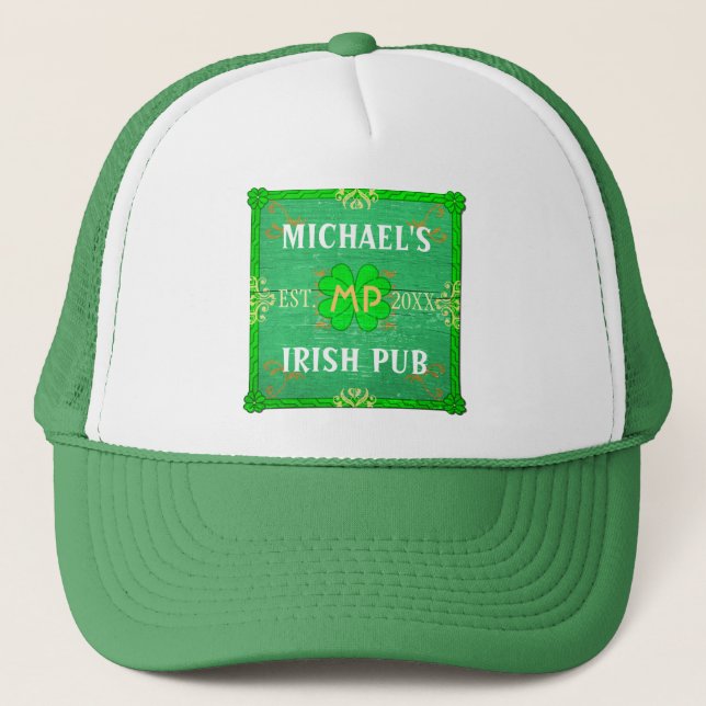 Casquette Personnalisable Votre Nom Irish Pub Green (Devant)