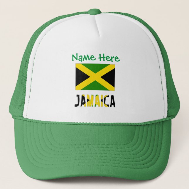 Casquette Personnalisation verte du drapeau jamaïcain (Devant)