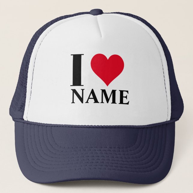 Casquette Personnalisé I Nom du coeur Trucker Chapeau (Devant)