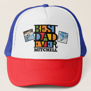 Casquette Personnalisé Nom & 2 Photos MEILLEUR PAPA JAMAIS