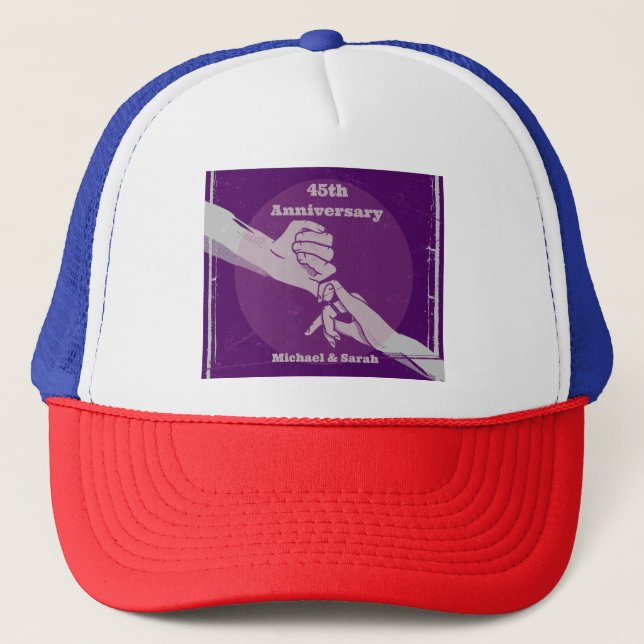 Casquette Personnaliser anniversaire couple romantique main  (Devant)