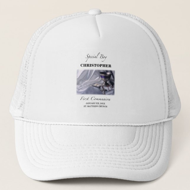 Casquette Personnaliser, Garçon, bleu première communion (Devant)