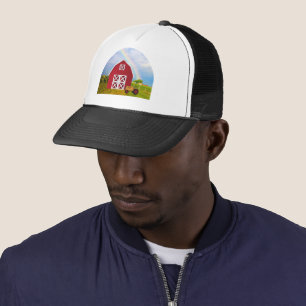 Casquette Personnalisez la grange rouge avec le ciel bleu