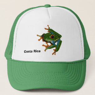 Casquette Personnalisez la grenouille observée par rouge du