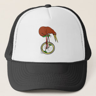 Casquette Petit Kiwi Brown Sur Un Monocycle Rouge