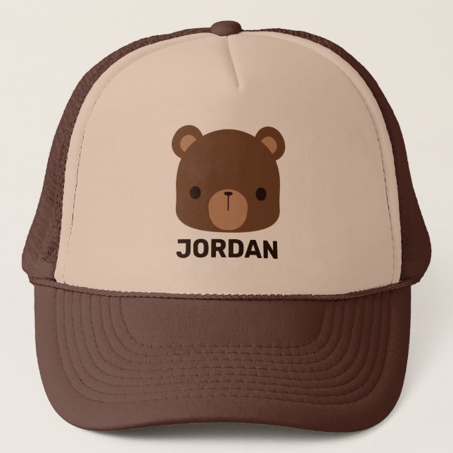 Casquette Petit ours Brown mignon avec nom personnalisé (Devant)