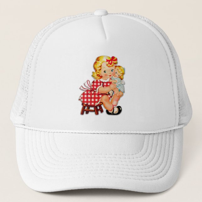 Casquette Petite fille retro vintage poupée (Devant)