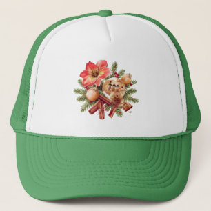 Casquette Petits Brownies Pain d'épice avec Amaryllis Rouge