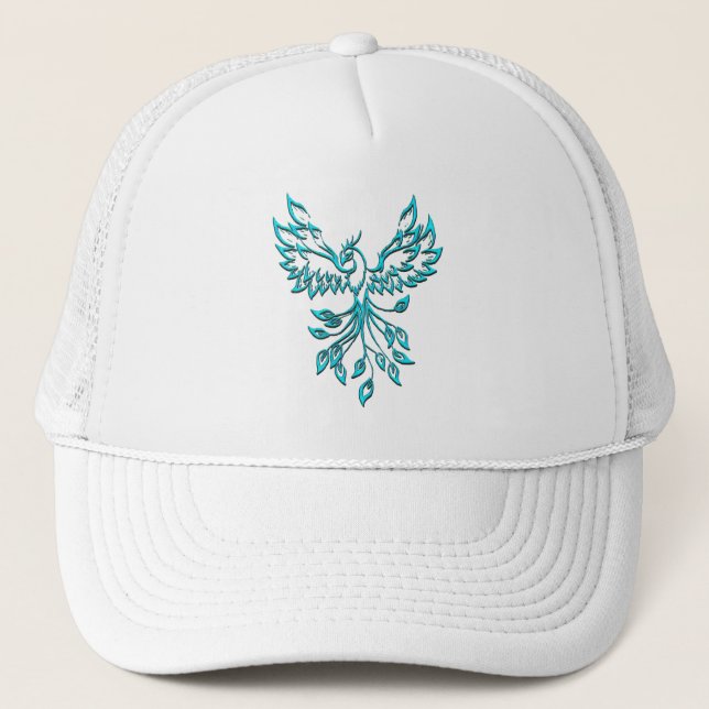 Casquette Phoenix bleu se lève sur blanc (Devant)